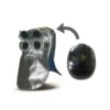 Shell hood screen in aluminized fabric, fixed colorless eyepiece and flip-up green DIN 5 eyepiece
