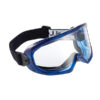 Masque de protection SUPERBLAST incolore - Monture PVC bleu aérée - bord mousse - Oculaire PC incolore durci & anti-buée
